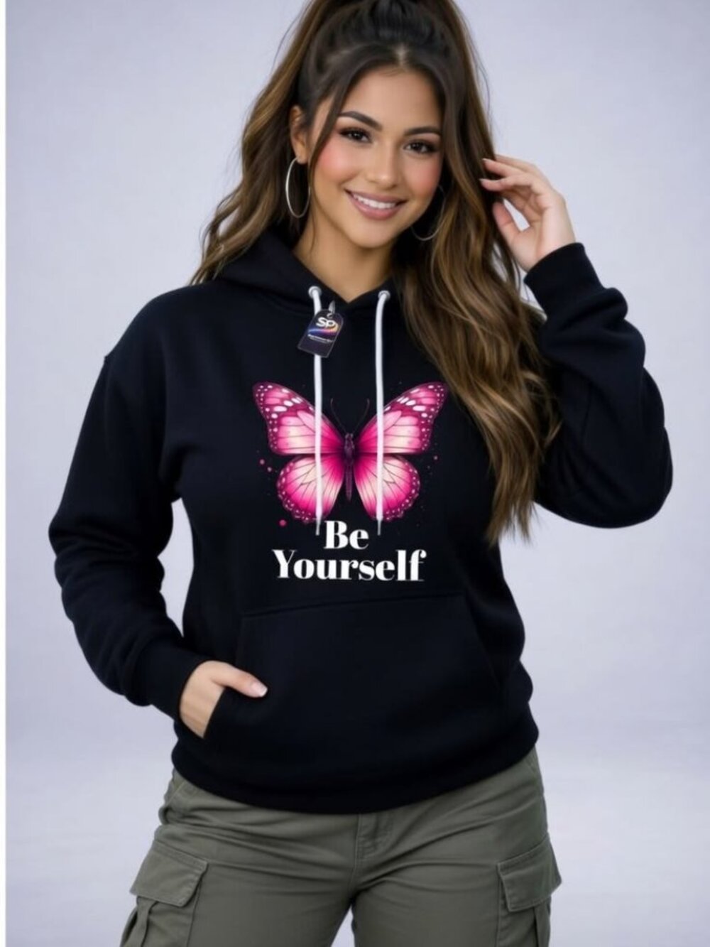 Be Yourself Butterfly Graphic Hoodie – Black Cozy Streetwear Unisex